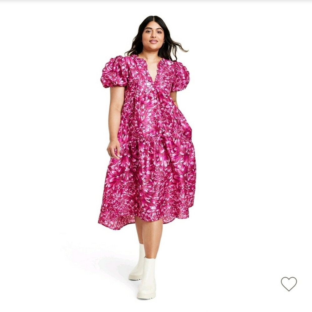 Kika Vargas x Target Women's Mum Floral Tiered Ruffle Edge Puff Sleeve…